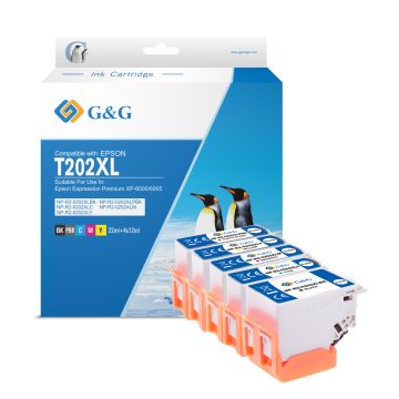 C13T02G74010 / 202XL - cartouches qualité premium compatible Epson - multipack 5 couleurs : noire, cyan, magenta, jaune