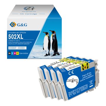 C13T02W64010 / 502XL - cartouches qualité premium compatible Epson - multipack 4 couleurs : noire, cyan, magenta, jaune