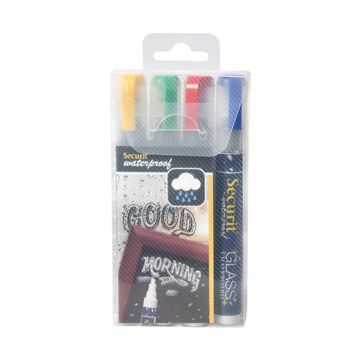 Securit Feutre-craie WATERPROOF MEDIUM, étui de 4, assorti
