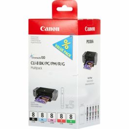 0620B027 / CLI-8 - cartouches de marque Canon - multipack 5 couleurs : noire, cyan photo, magenta photo, rouge, verte