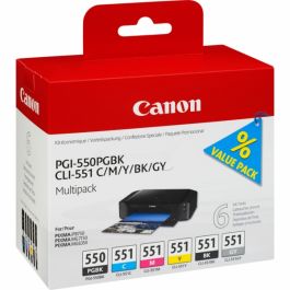 6496B005 / PGI-550 CLI-551 - cartouches de marque Canon - multipack 6 couleurs : noire, cyan, magenta, jaune, grise